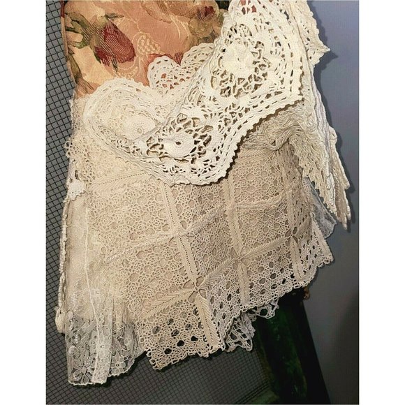 Boho Handbag Unique Gypsy Purse Hippie Bag Vintage Crochet Lace Doilies Fringe - Picture 9 of 11